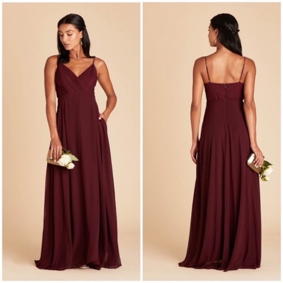 New NWT Birdy Grey “Kaia” Chiffon Gown Maxi Dress Cabernet Burgundy Wine Red - Picture 5 of 13
